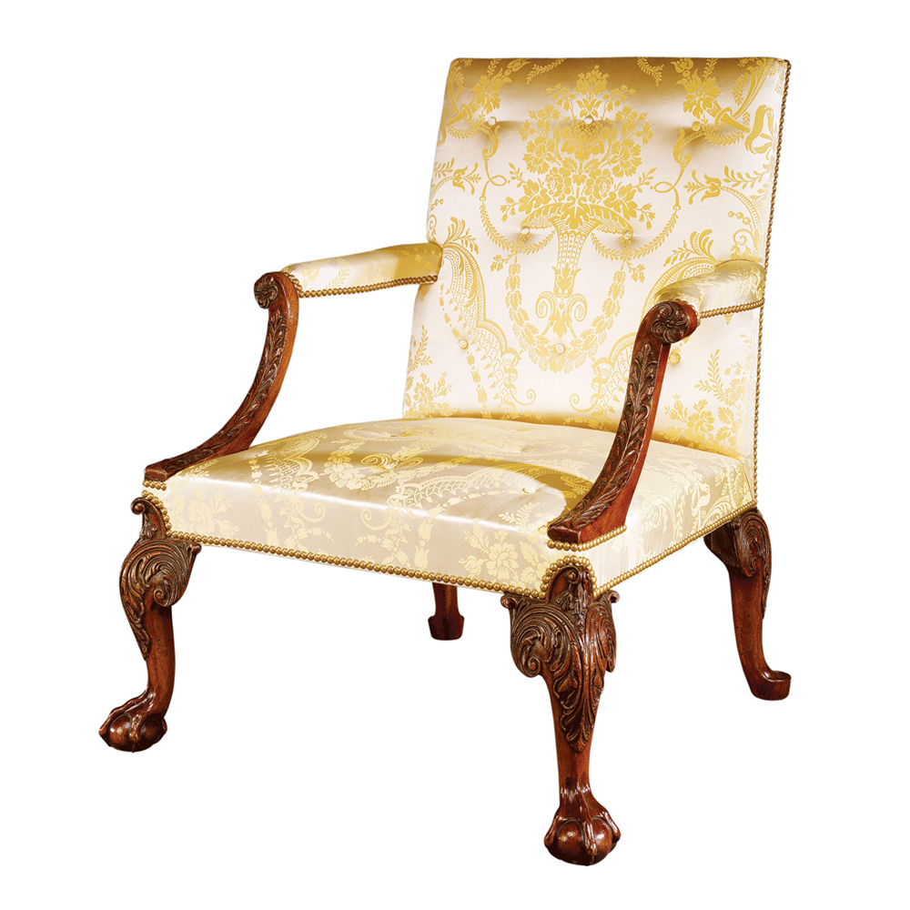 Mahogany Open-Armed Library Chair