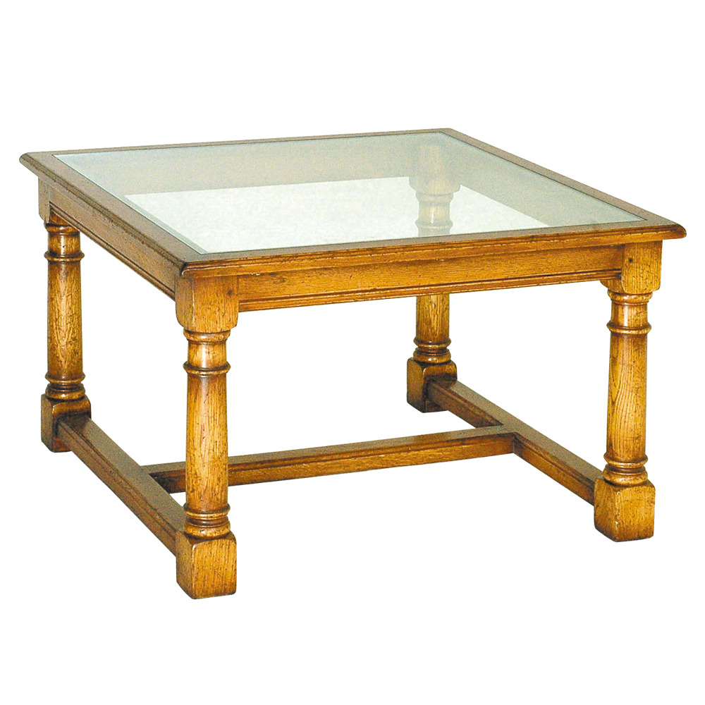 Oak Coffee Table with Glass Top