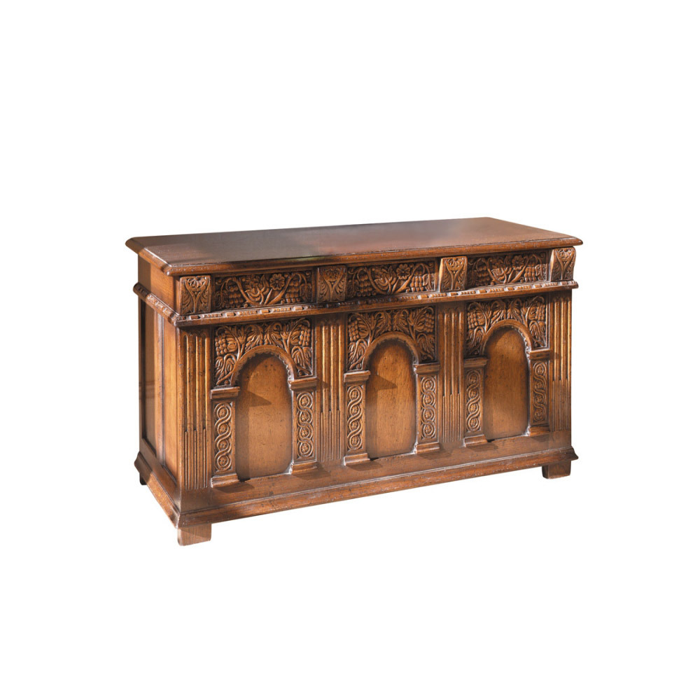 Oak Coffer with Grapevine Carving