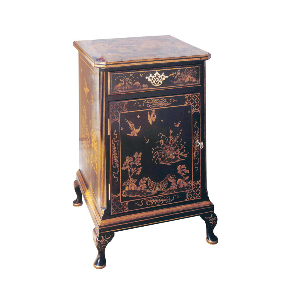 Black Lacquer Bedside Table