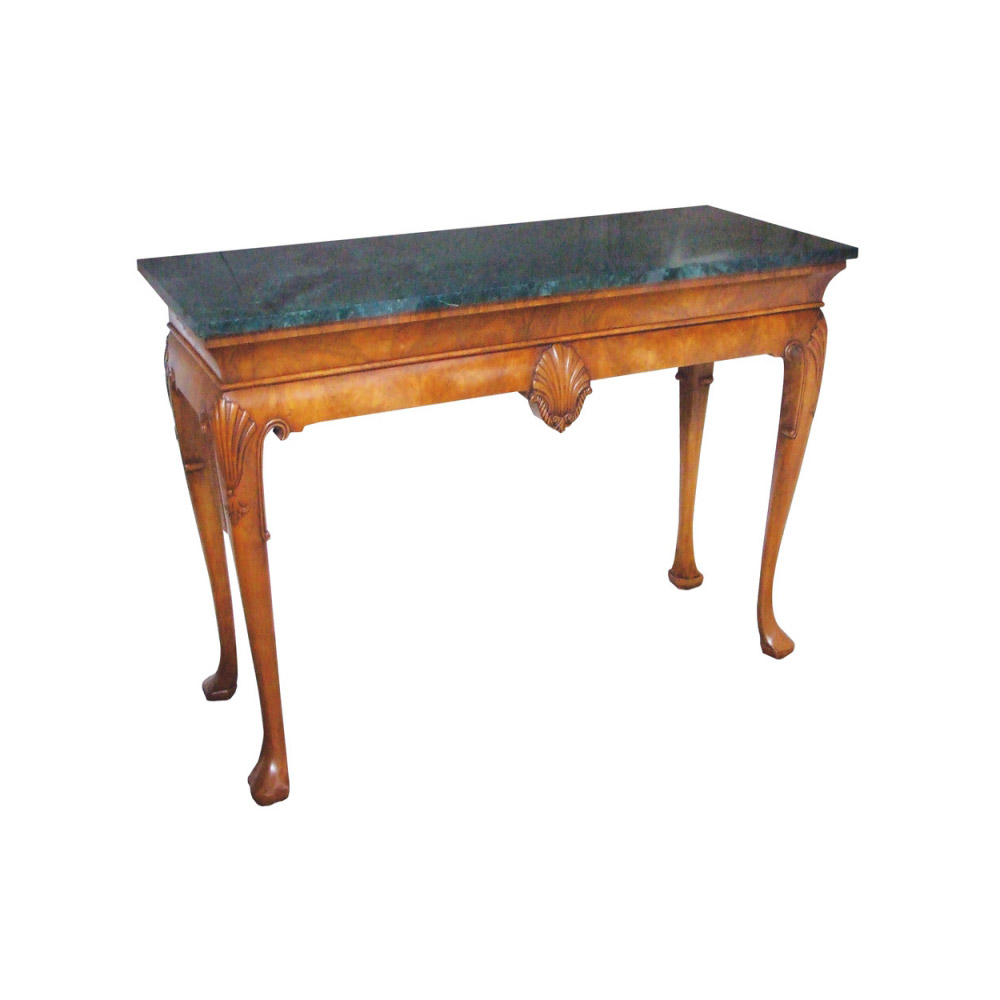 Walnut Console Table with Marble Top