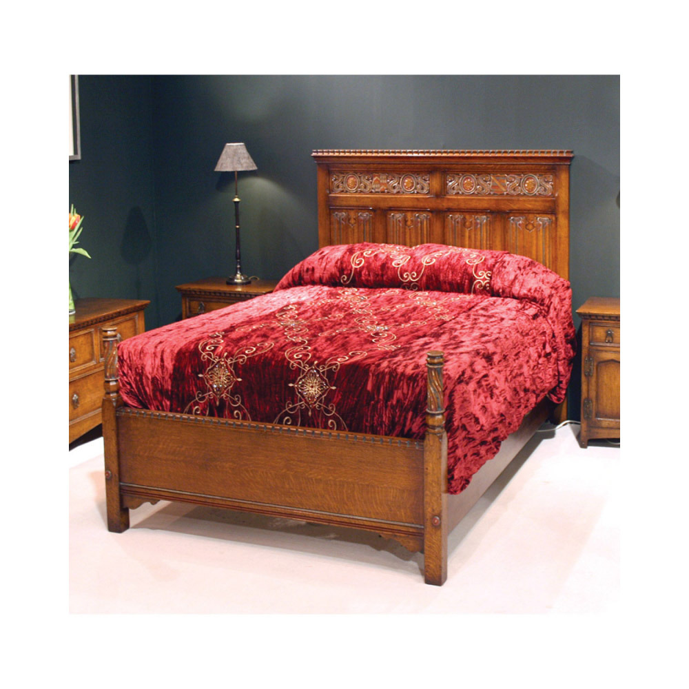 Oak Renaissance Style Bed with Polychrome Decoration