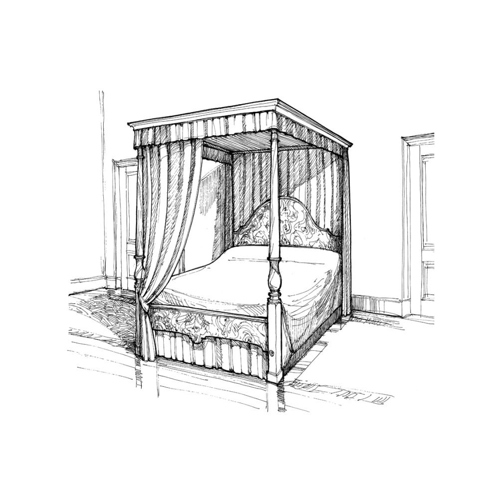 Walnut Four-Poster Bed